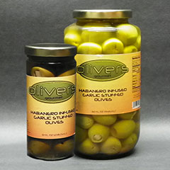Habanero Infused, Garlic Stuffed Olives